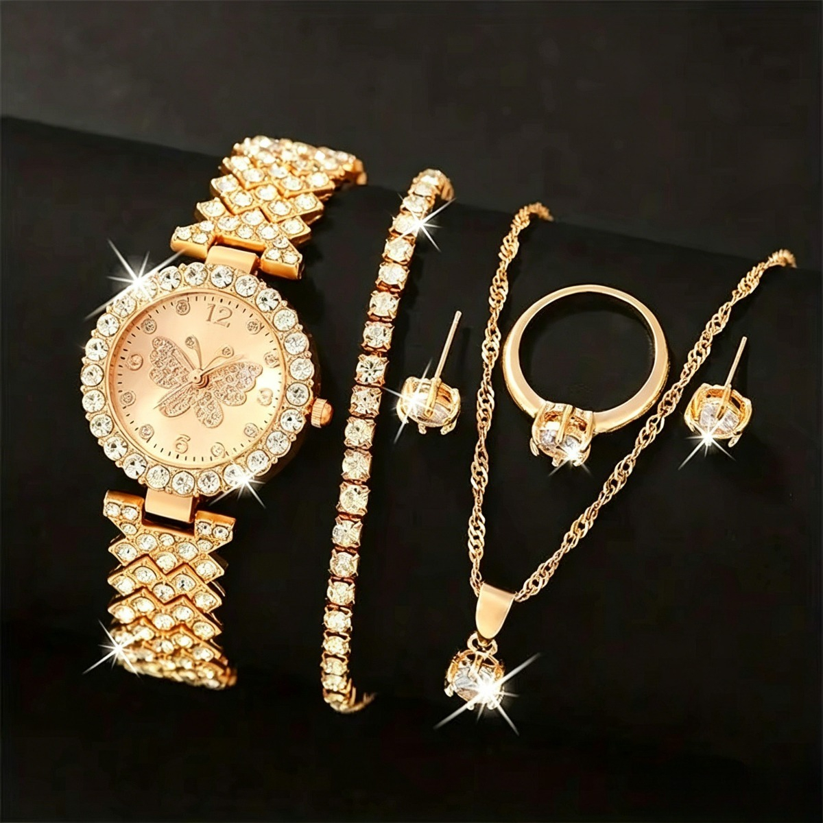 Luxury Watch Kit - 6PCS/Set Luxury Rhinestone Butterfly Women Quartz