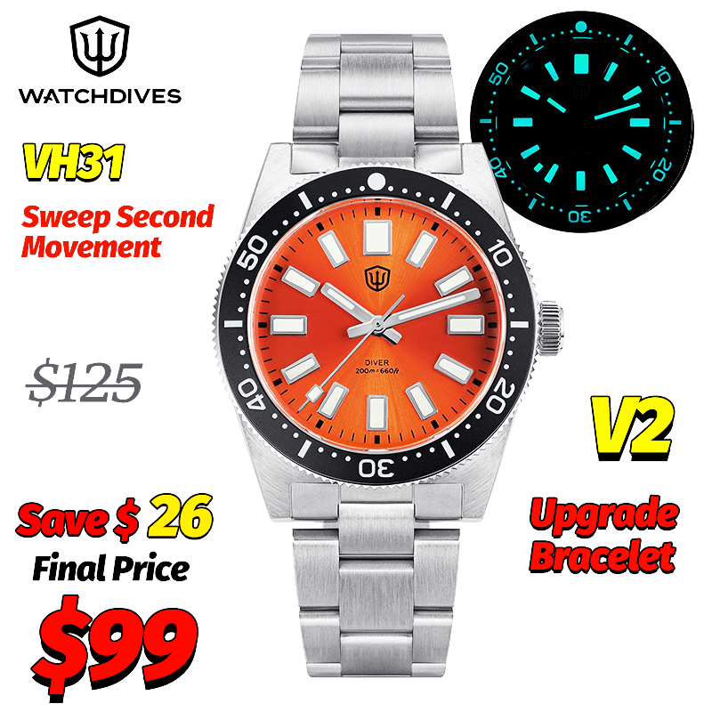 Luxury Watch And Bracelet - Watchdives WD1965 V2 Quartz Watch Orange