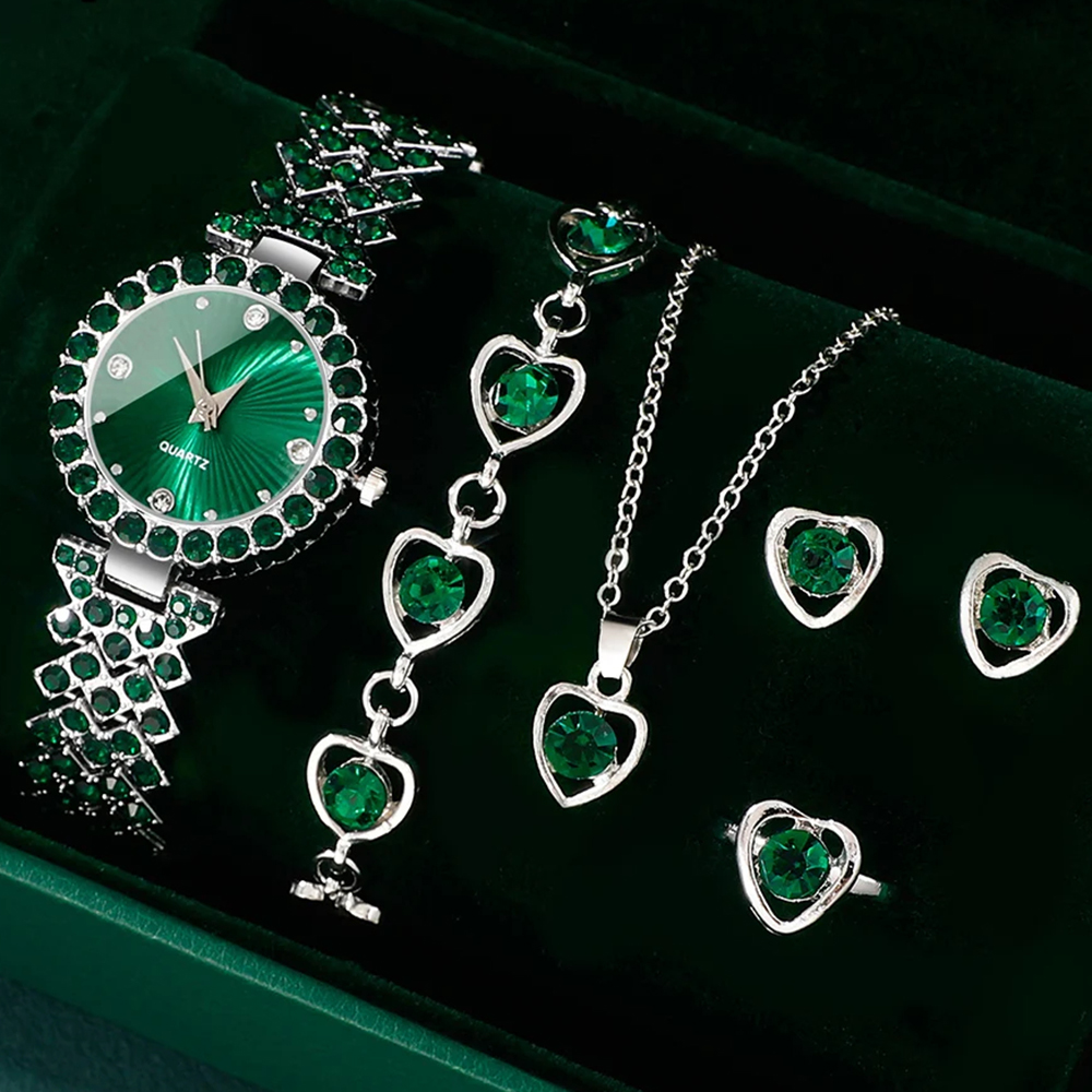 Luxury Watch Kit - Women Fashion Watches Heart Rhinestone Ring