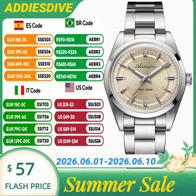 Luxury Watch Box - ADDIESDIVE Super Luminous Japan VH31 Ladies