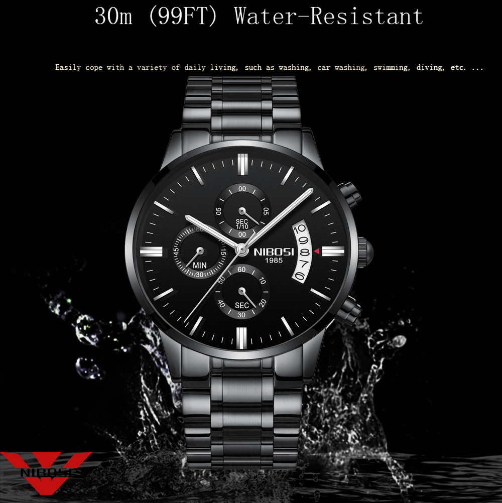 NIBOSI Stainless Steel Black Q – обзор и цена Luxury Watch Mockup