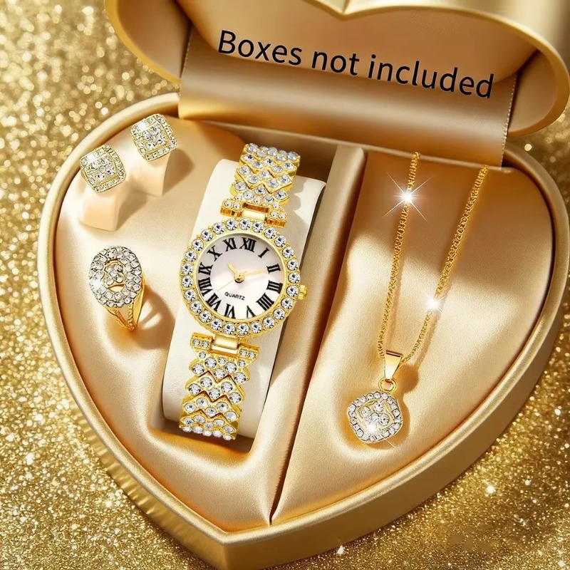 5PCS Luxury Rhinestone Women's – обзор и цена Luxury Watch Kit