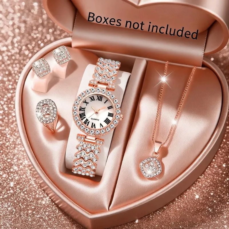 5PCS Luxury Rhinestone Women's – обзор и цена Luxury Watch Kit