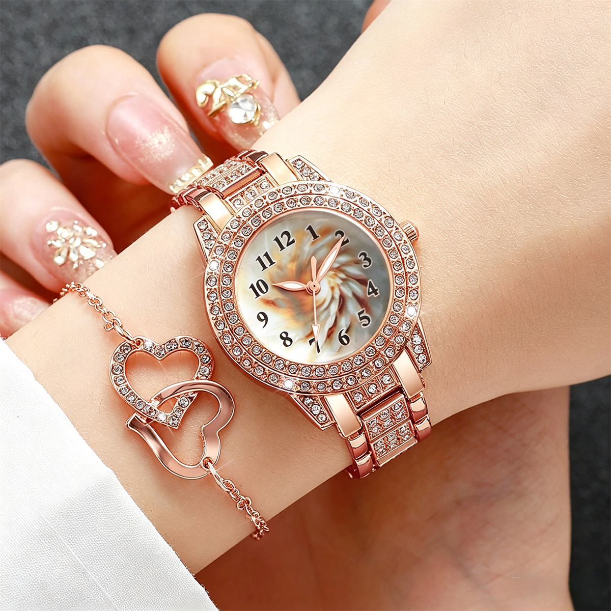 6PCS Luxury Rhinestone Women Q – обзор и цена Luxury Watch Kit