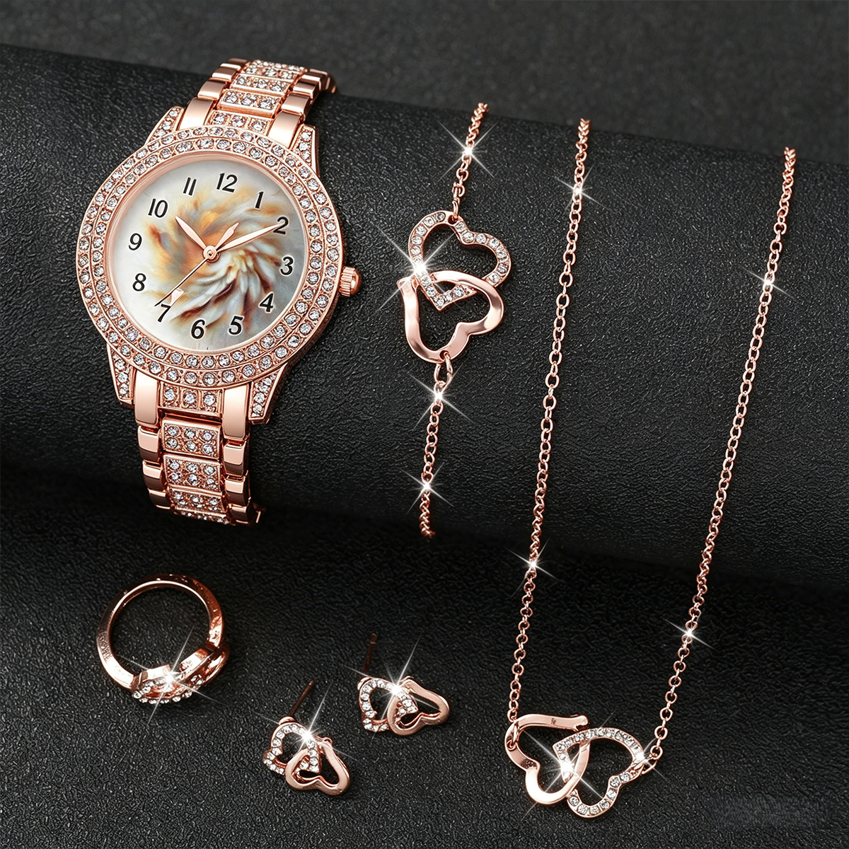6PCS Luxury Rhinestone Women Q – обзор и цена Luxury Watch Kit