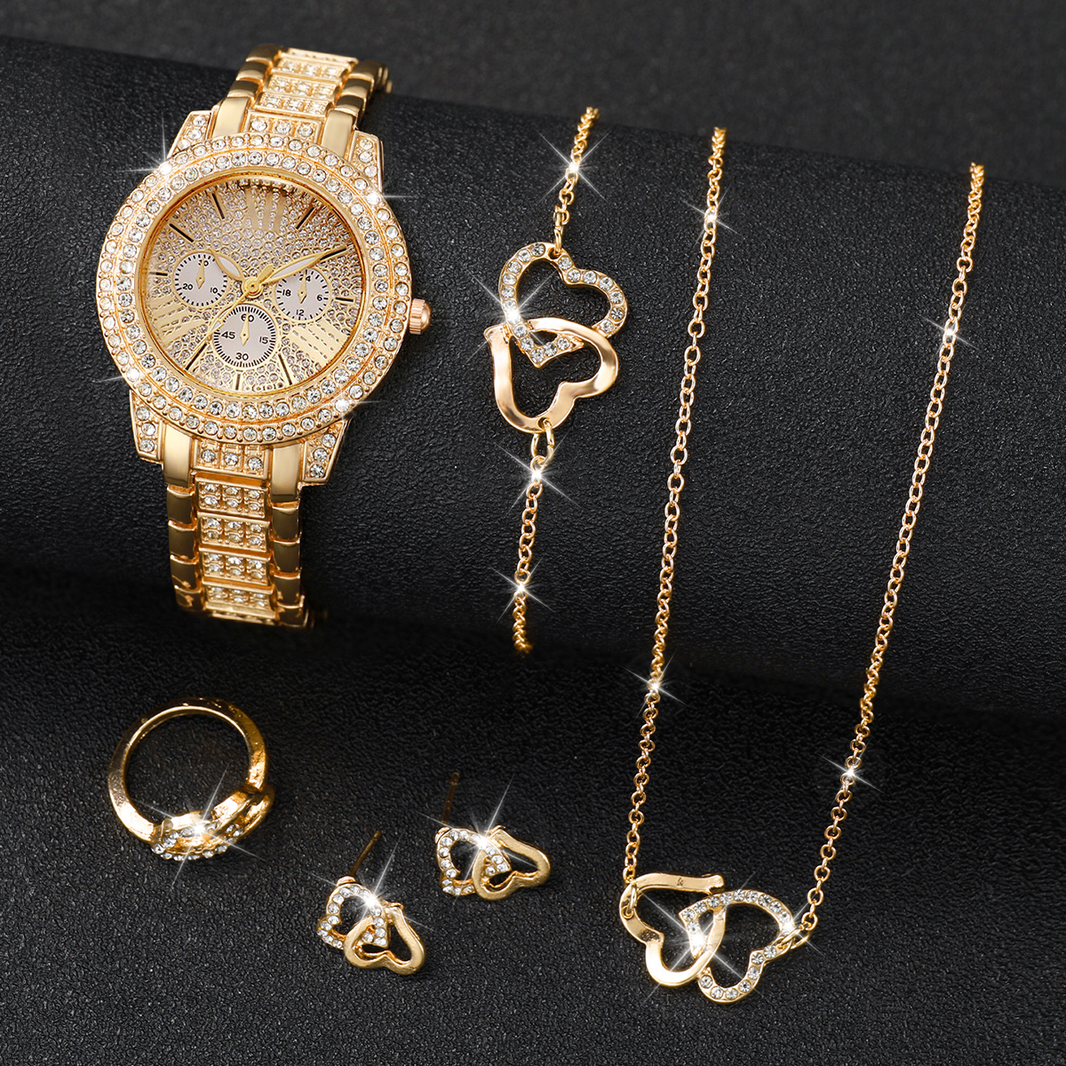 6PCS Luxury Rhinestone Women W – обзор и цена Luxury Watch Kit