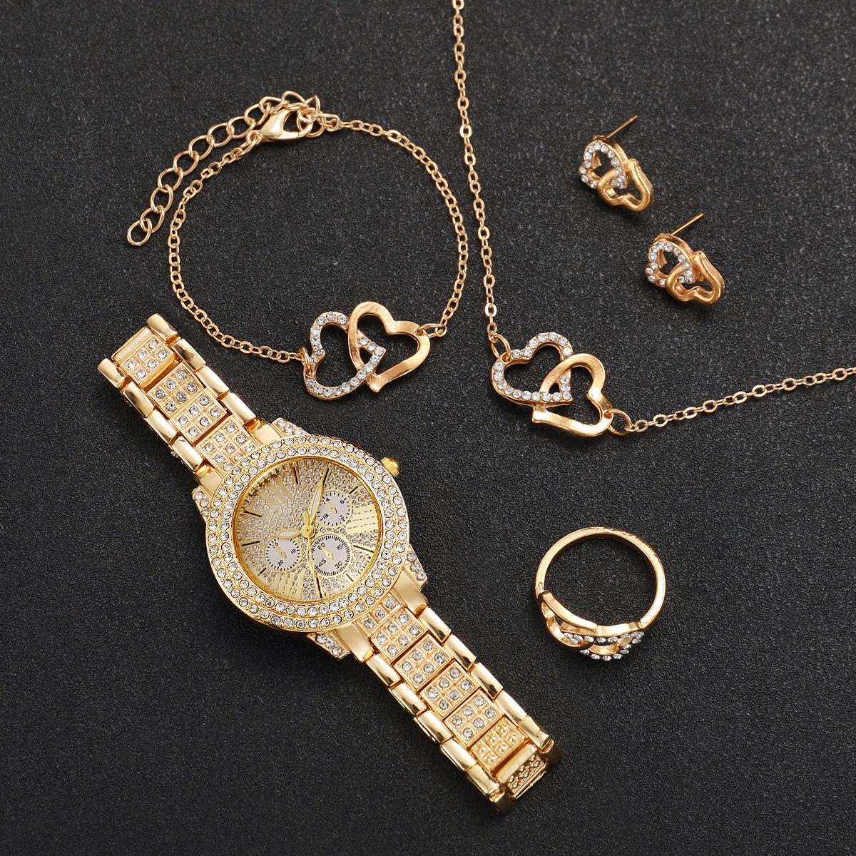 6PCS Luxury Rhinestone Women W – обзор и цена Luxury Watch Kit