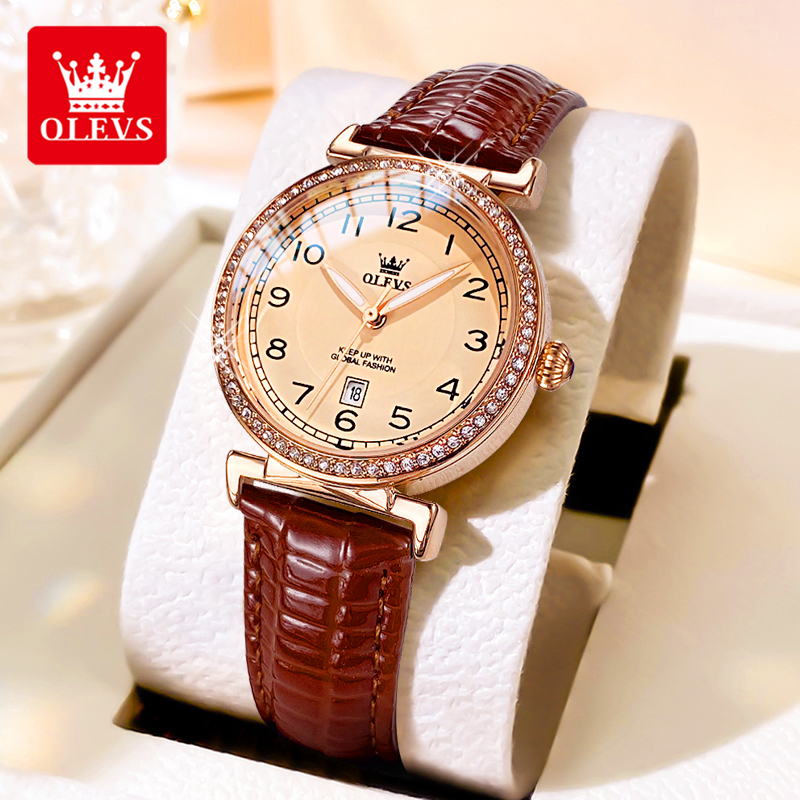OLEVS 5590 Luxury Brand Women' – обзор и цена Luxury Watch Leather Strap