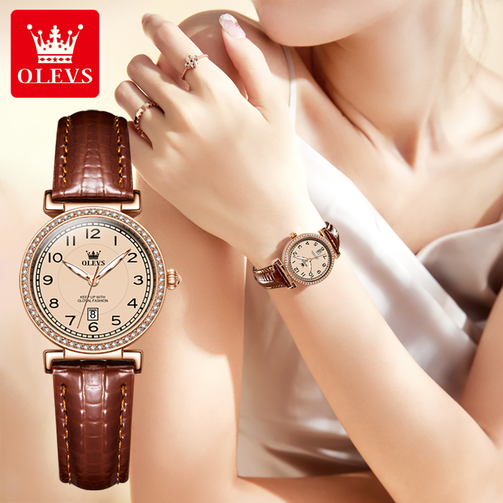 OLEVS 5590 Luxury Brand Women' – обзор и цена Luxury Watch Leather Strap