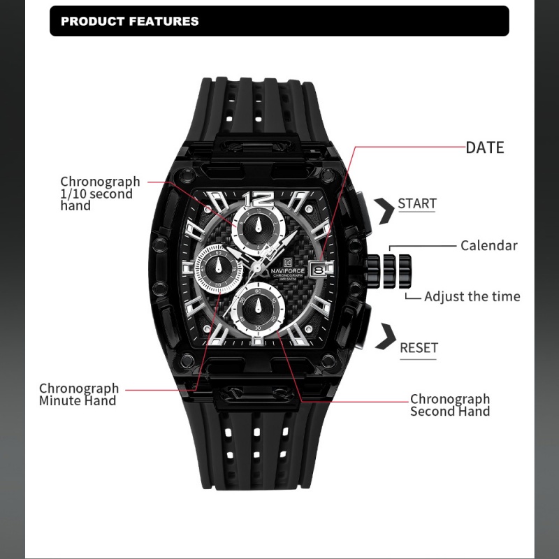 NAVIFORCE Man's Watch 5ATM Wat – обзор и цена Luxury Watch Box