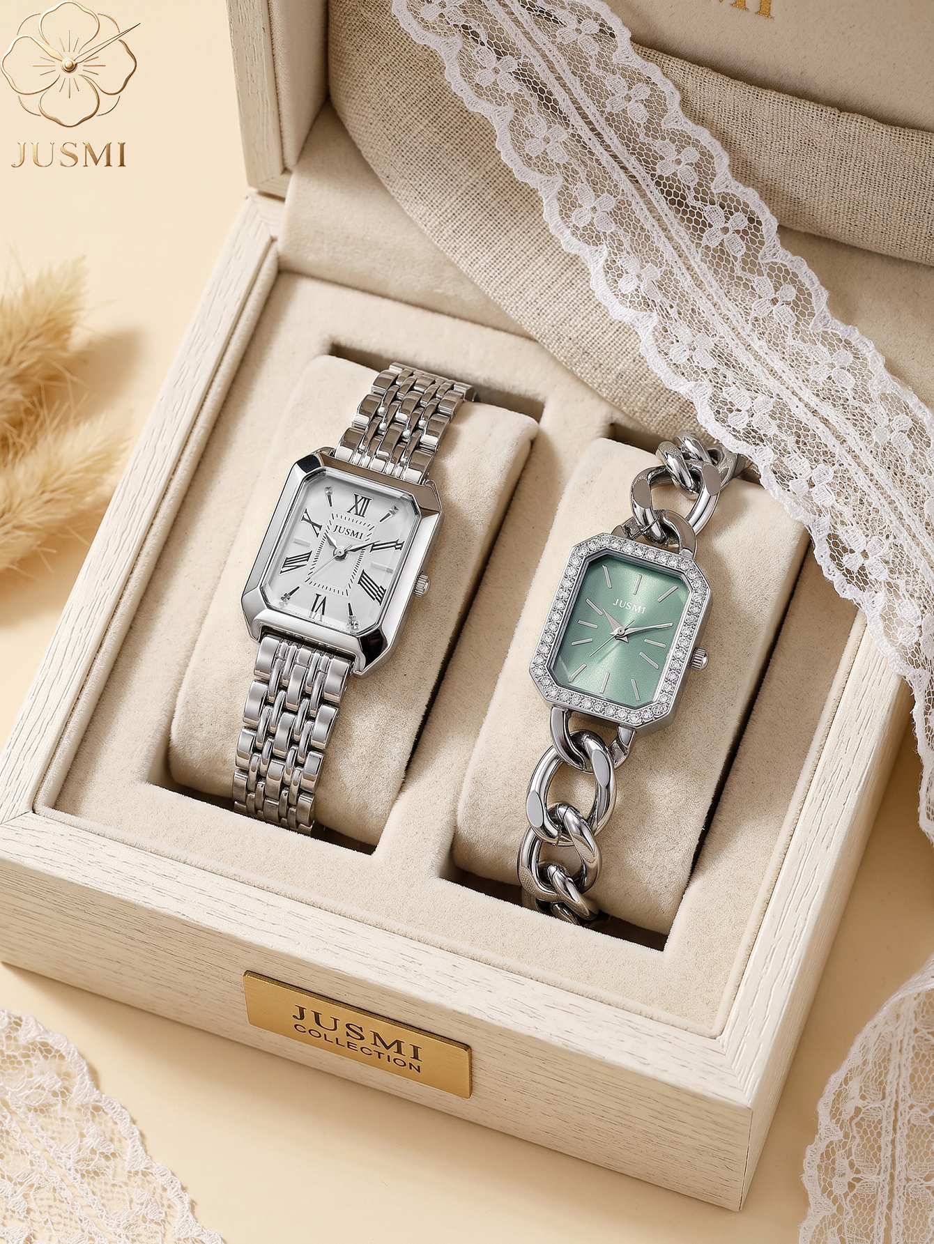 1pcs/set JUSMI Women's Square  – обзор и цена Luxury Watch Kit