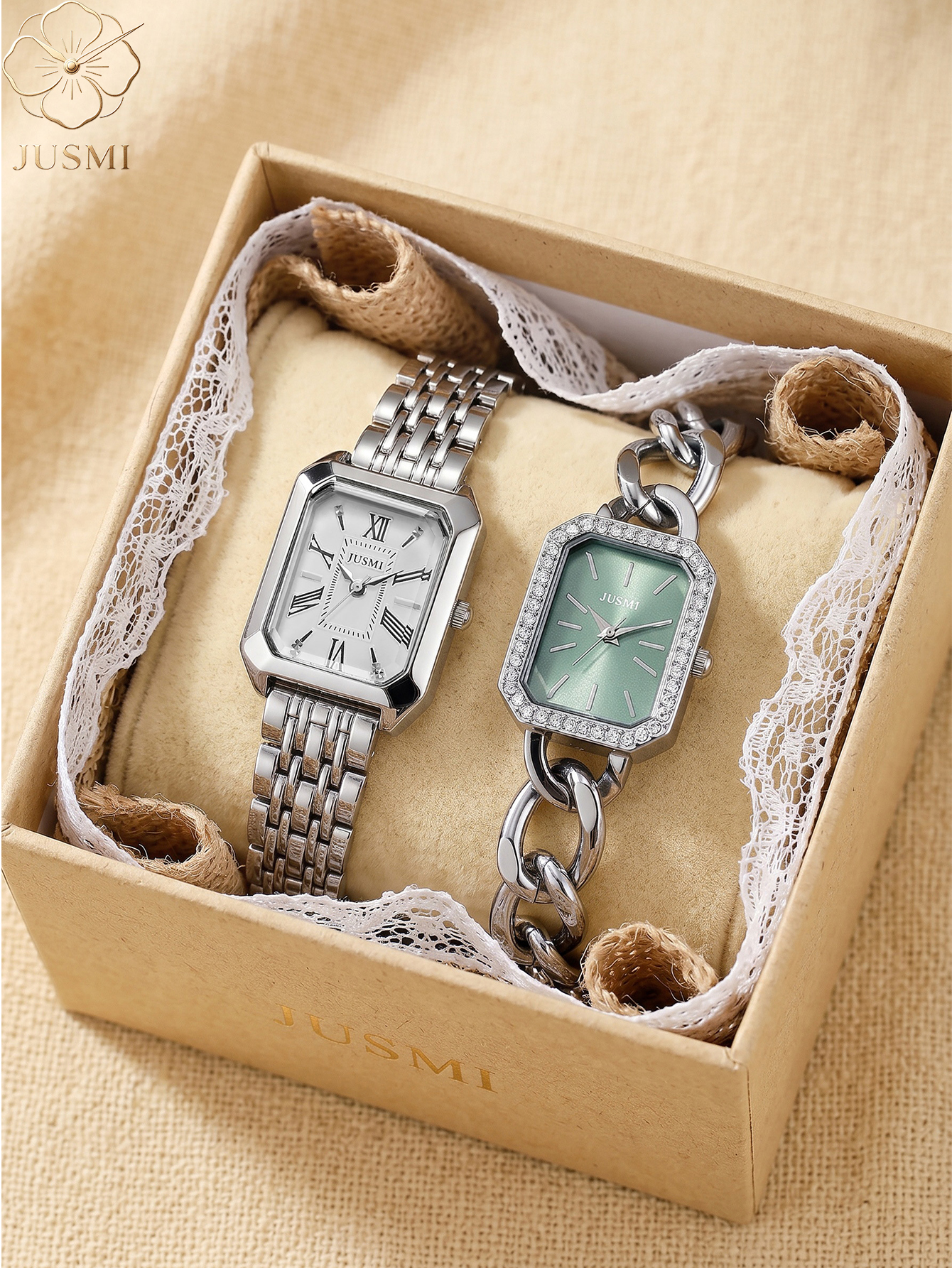 1pcs/set JUSMI Women's Square  – обзор и цена Luxury Watch Kit