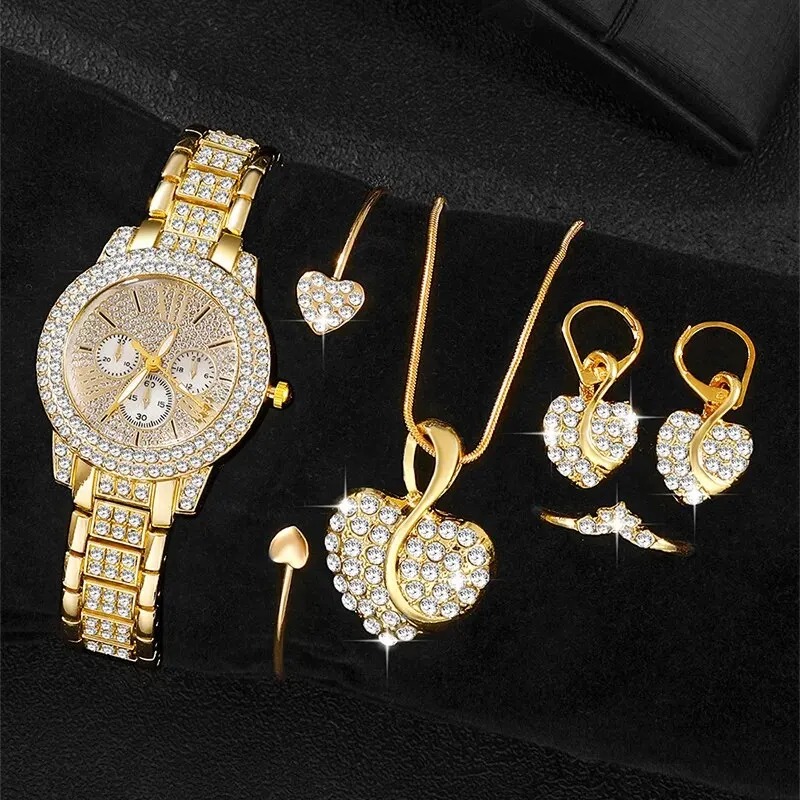 Women's Quartz Watch Gold Luxu – обзор и цена Luxury Watch And Bracelet