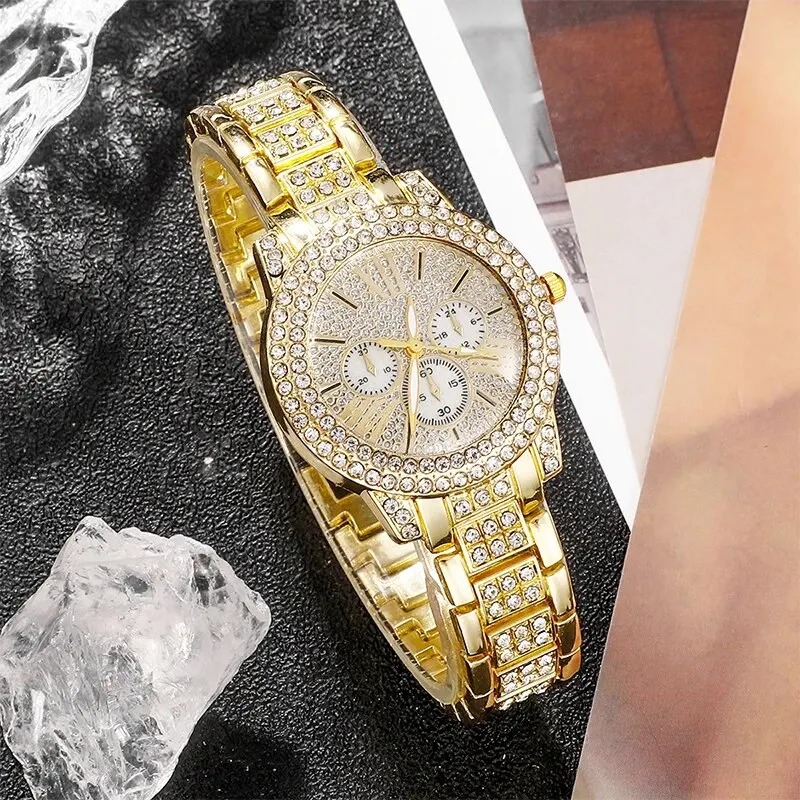 Women's Quartz Watch Gold Luxu – обзор и цена Luxury Watch And Bracelet