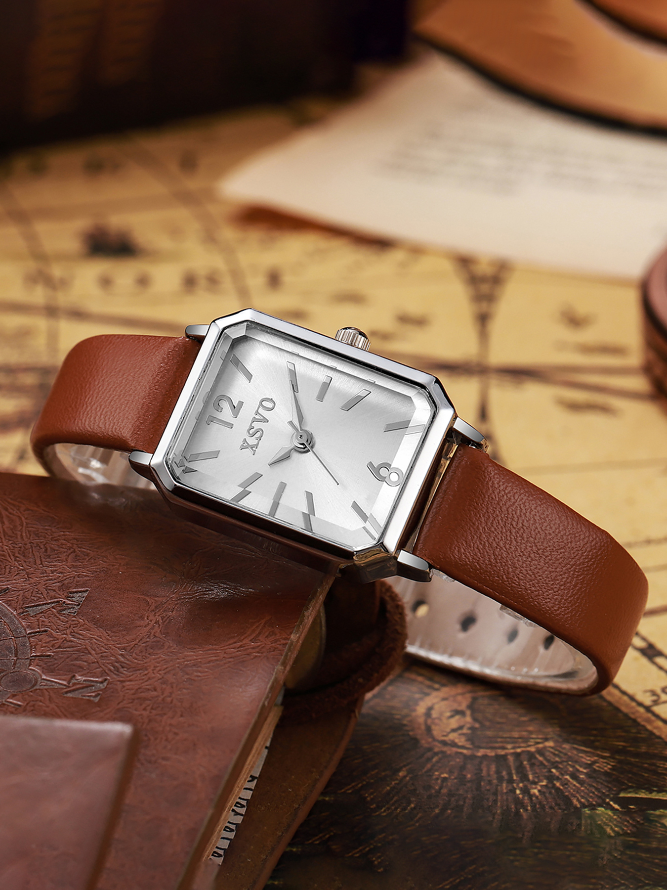 Vintage Silver Square Women's  – обзор и цена Luxury Watch Leather Strap