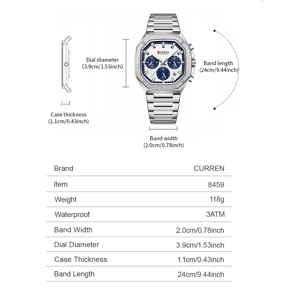 CURREN Luxury Square Chrono Wa – обзор и цена Luxury Watch And Bracelet