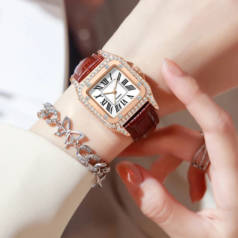 Square Dial Women's Watch Quar – обзор и цена Luxury Watch Leather Strap