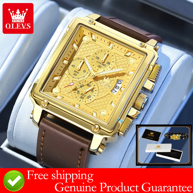 OLEVS brand mens watches water – обзор и цена Luxury Watch Leather Strap