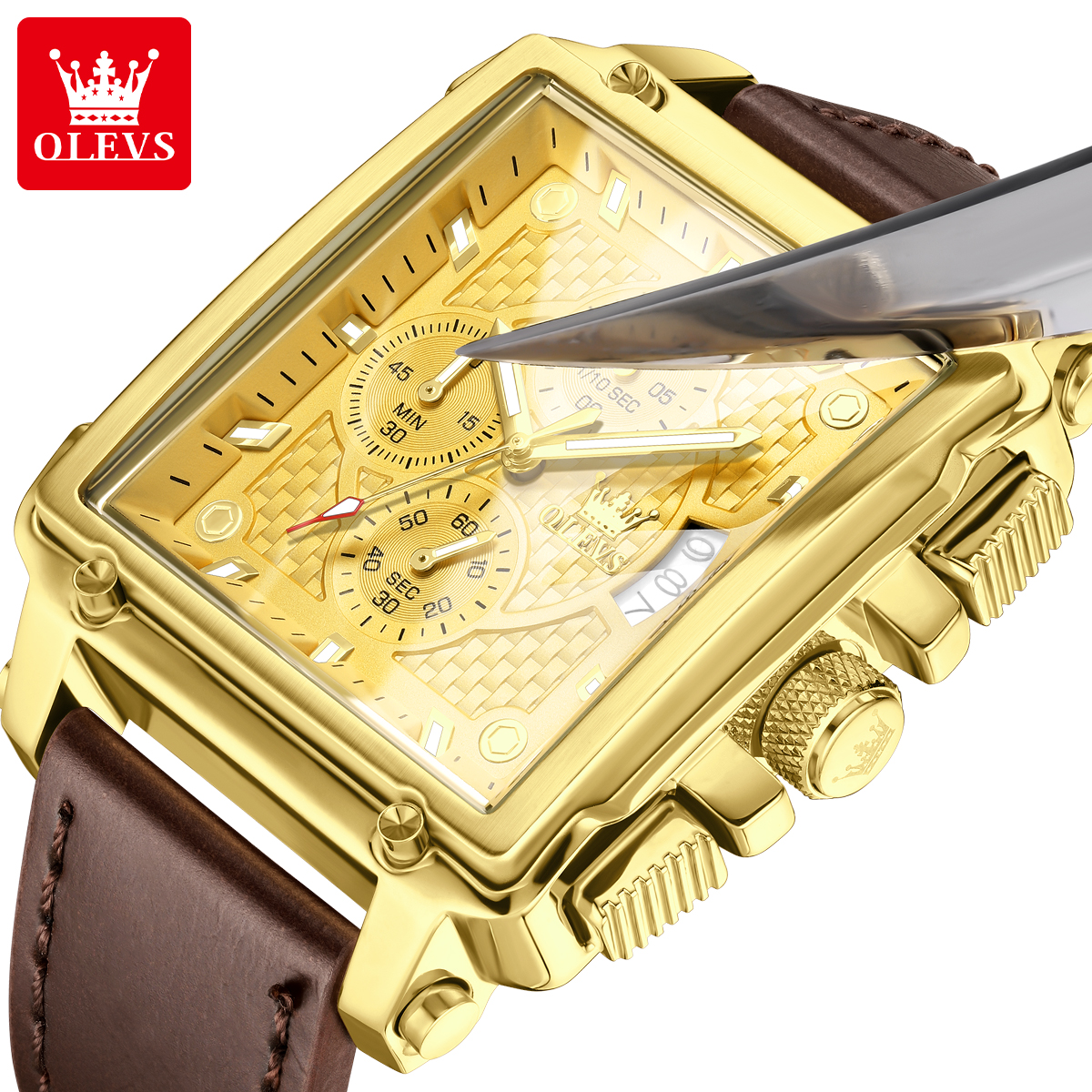 OLEVS brand mens watches water – обзор и цена Luxury Watch Leather Strap